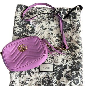 Gucci GG Marmont Crossbody Small Pink Purple Leather